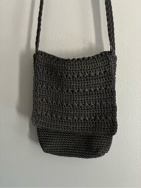 Mini Crocheted Black Crossbody Bag